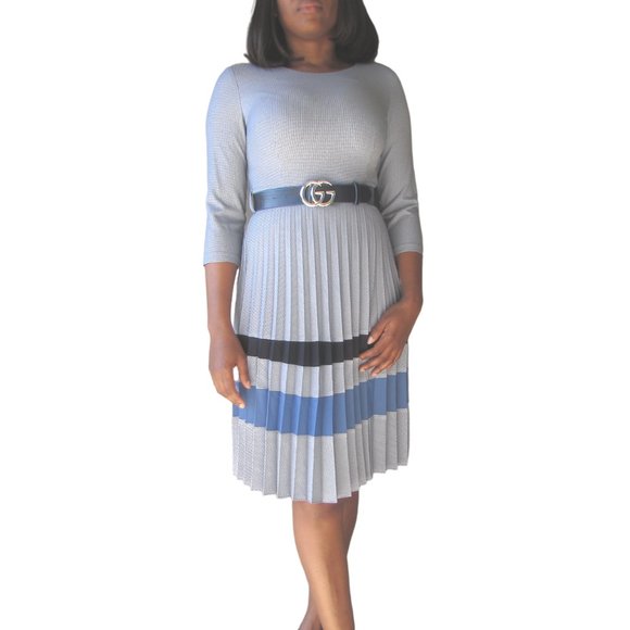 Blue and white pin checked dress - Picture 1 of 3